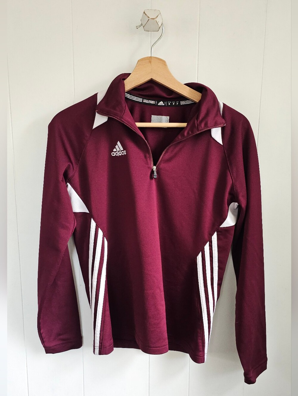 ADIDAS Maroon Quarter-Zip Pullover